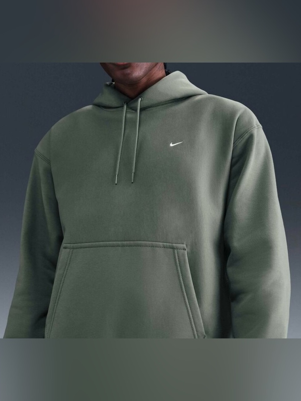 Nike Sportswear Solo Swoosh Men’s Fleece Pullover Hoodie HV1082 2XL Clay Green
